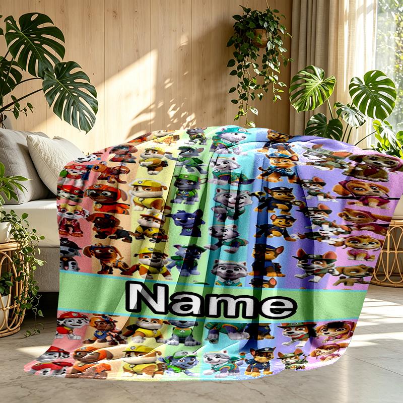 Custom Name Personalized PAW Patrol Print Blanket, Home Decor, Bedroom, Sofa, Camping, Couch, Gifts for Birthday Christmas