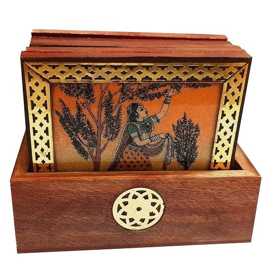 Traditional Gemstone Painting Tea Coffee Coaster Set    Handicrafts  Home Decor   Decorative Items In Living Room, Bedroom