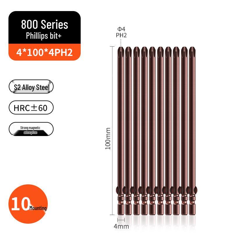 800-Character Electric Screwdriver Set, 4mm Diameter, Round Shank & Handle, Fine Head Bits PH0 PH1