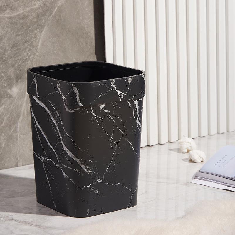Black Marble Pattern Trash Can for Home - Living Room, Kitchen, Bathroom