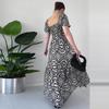 2024 Summer Women's French Retro Square Neck Printed Long Dress