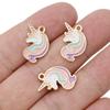 10Pcs Gold Plated Rainbow Enamel Unicorn Charm Pendant For Jewelry Making Bracelet Earrings Necklace Diy Accessories Craft