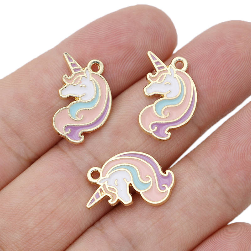 10Pcs Gold Plated Rainbow Enamel Unicorn Charm Pendant For Jewelry Making Bracelet Earrings Necklace Diy Accessories Craft