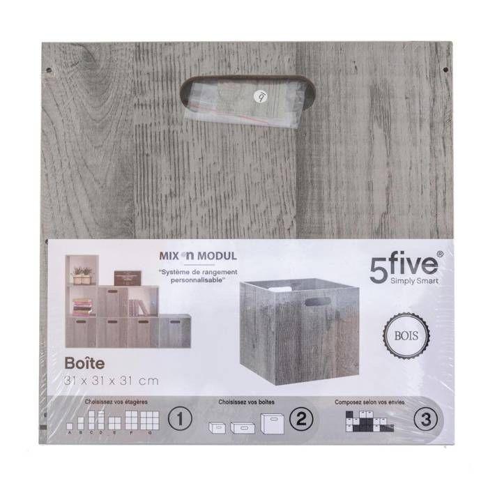 5five - Panier 31x31cm "mix N' Modul" Effet Chêne Gris