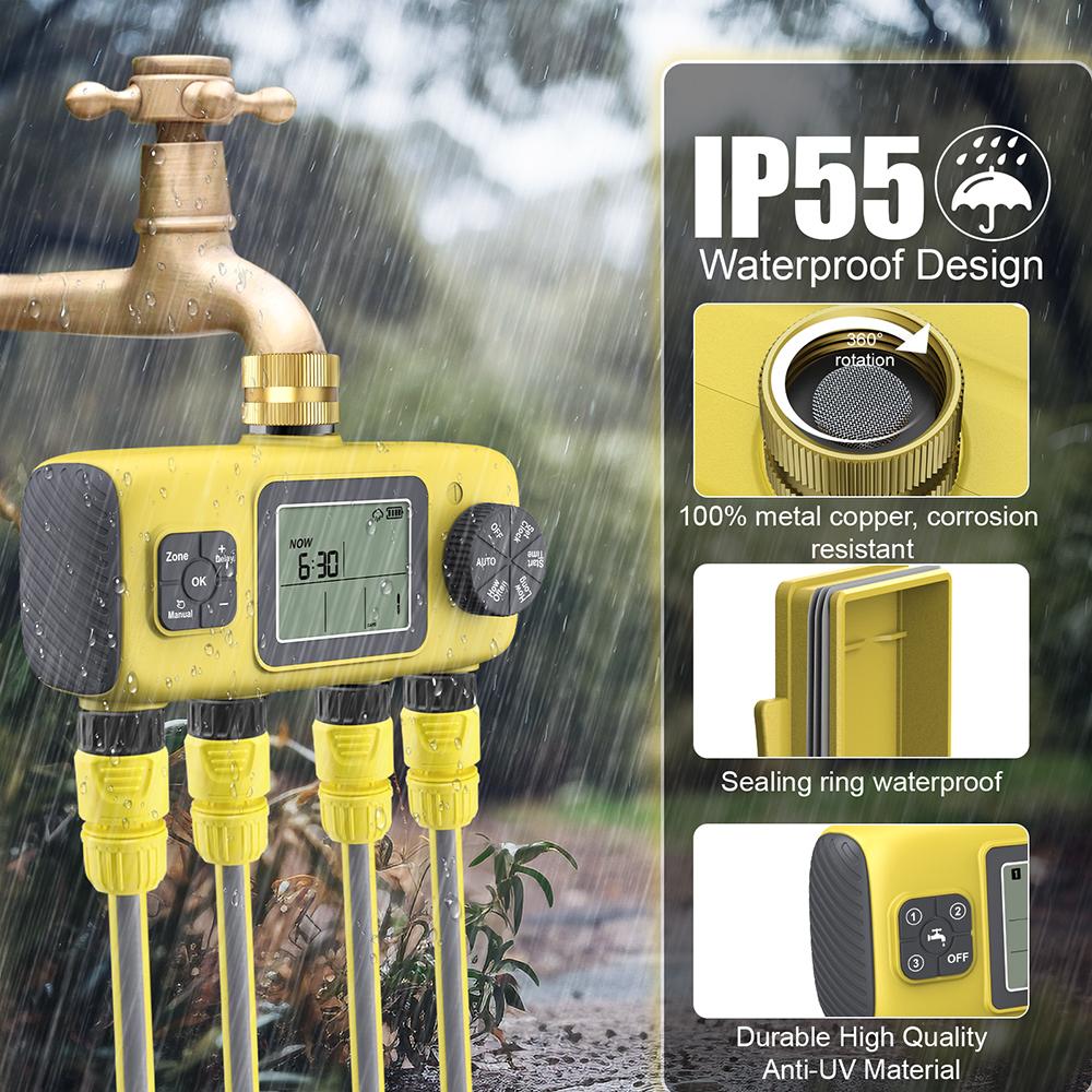 4-Outlet Garden Irrigation Timer Water Timers Multifunctional Sprinklers Automatic Drip Irrigation Controller 4-way Independent