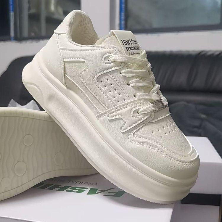 

Women White Platform Sneakers 2025 Autumn New Height Increase Round Toe Lace Up Casual Shoes Comfortable Outdoor Non Slip Flats 40
