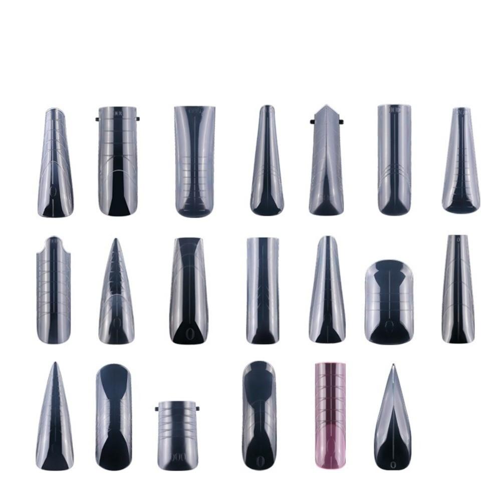 150pcs Coffin Shape Sandwich Nail Forms Natural Clear No-Trace Nail Art Tips Almond Shape Clear Extension Nail Tips