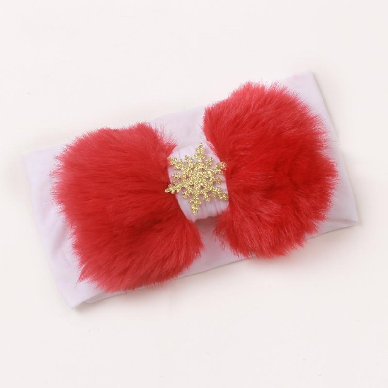 Autumn and winter new baby snowflake plush bow headband, children's creative hair accessories, baby headband
