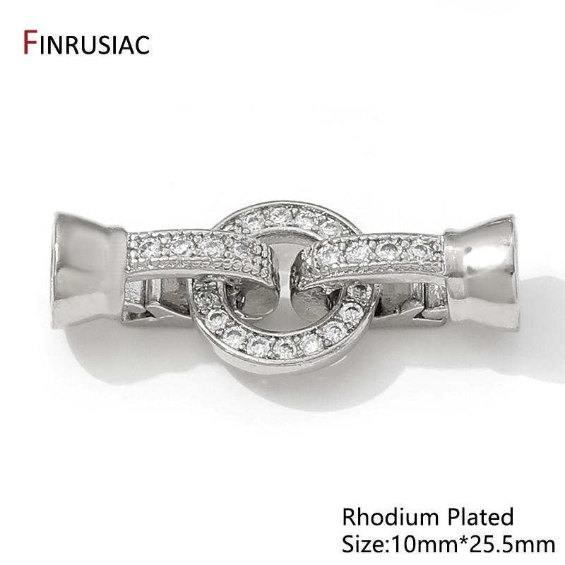 

Rhodium Plated Brass Inlaid Zircon Fastener Locks Closure Clasps For DIY Needlework Pearls Bead Jewelry Making Findings 1 piece