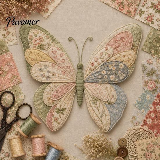 Creative Hobby Sets Garden Animal Patchwork DIY Kit, Floral Fabric Sewing Cute Retro Bundles Butterfly Bird Crafting Kit for Adults, Home Farmhouse