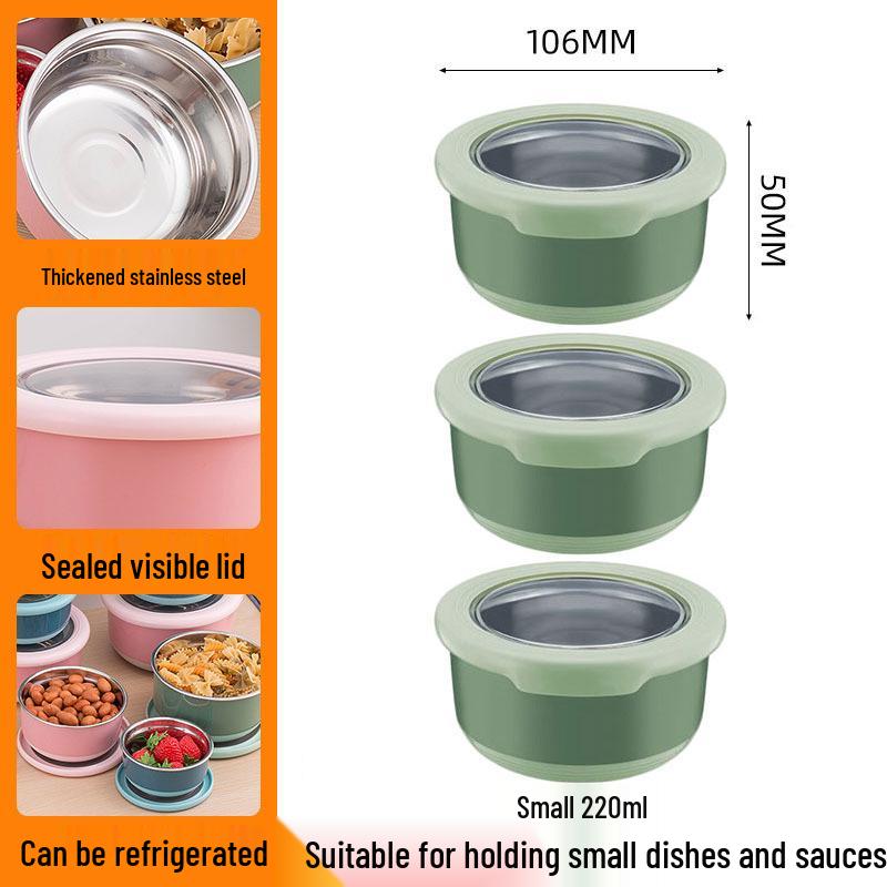 Stainless Steel Food-Grade Sealed Soup & Bento Bowl for Refrigerator