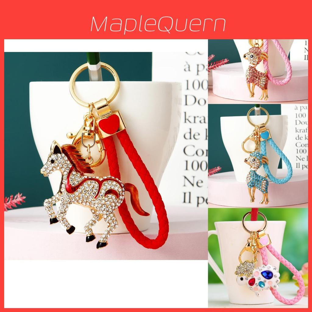 Adorable Metal Keychain Creative Little Sheep Design With Sparkling Rhinestones For Women