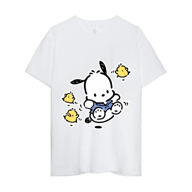 MINISO Pochacco Fashion Street Short Sleeve Tshirt Mens and Womens New Shortsleeved Collar Fashion Mens Pure Cotton