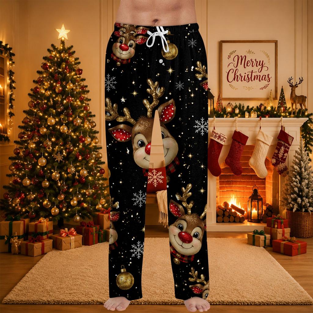 Men's Christmas Printed Pajama Pants for Casual Sleep