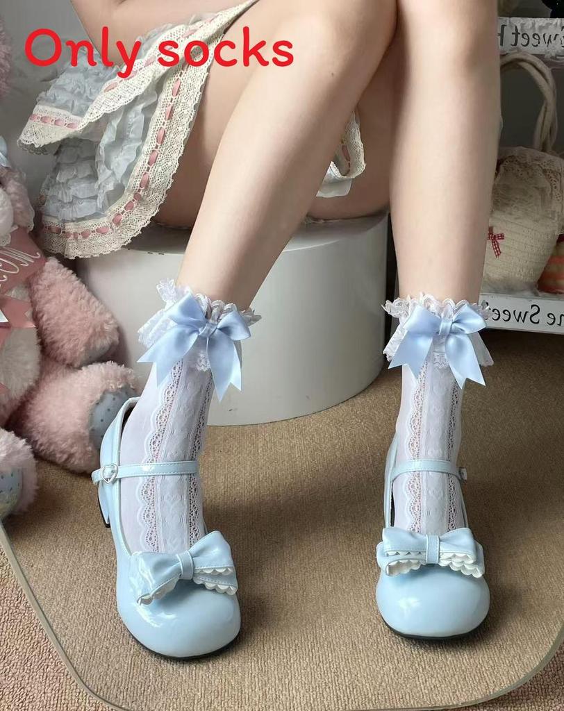 Lolita Heart Pattern Cotton Knee Socks With Antislip And Antibacterial Features For Teens And Girls