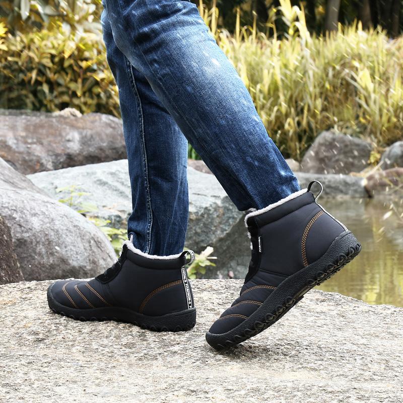 Men Snow Boots lace up Winter Ankle Boots for Men Warm Lace-up cotton Men Shoes Fashion Plush Winter Boots Fur Men Sneakers