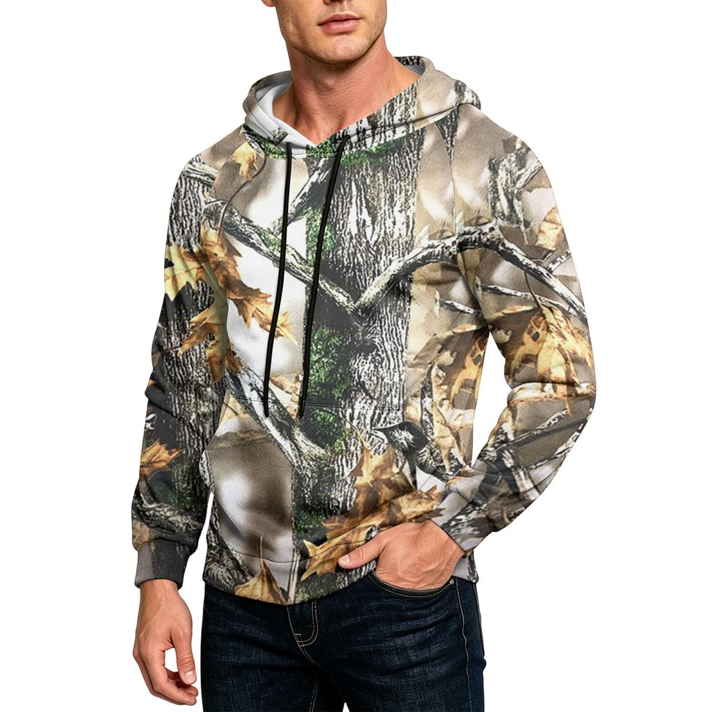 Men's Printed Loose Fit Hoodie with Pocket and Drawstring Casual Sweatshirt
