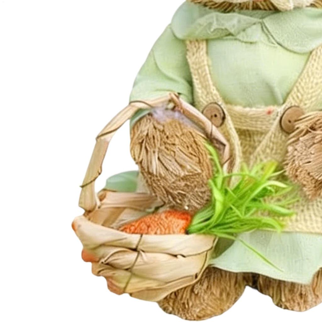 35cm Straw Rabbit Figurine Festive Animal Sculpture Easter Bunny Decoration for Table Centerpiece Indoor Bedroom Easter Decor