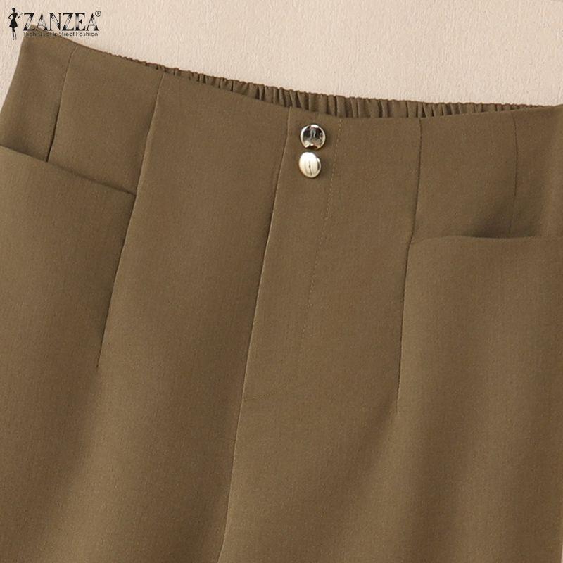 ZANZEA Women Casual Solid Color Loose Wide Leg Pants