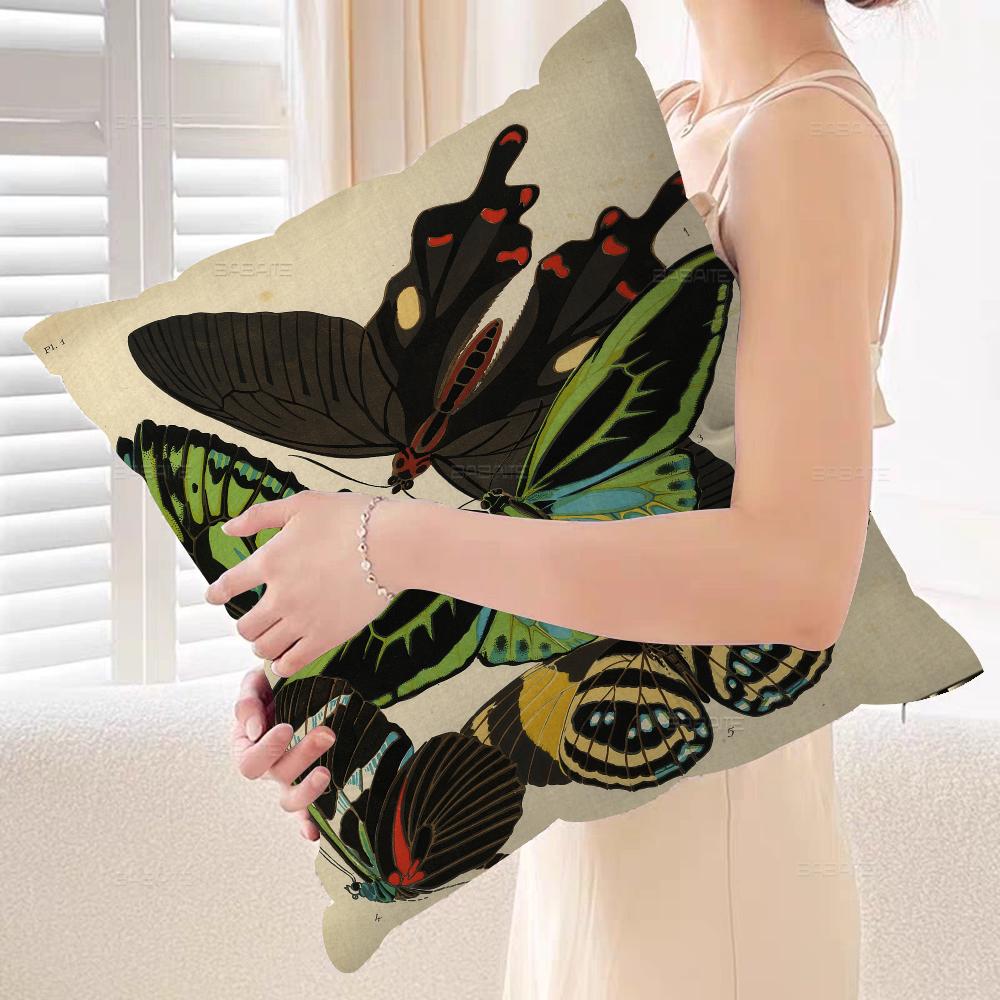 Butterfly Art Office Cushion Pillowcase Car Cushion Cover45X45CM Lumbar Pillowcase Sofa Pillowcover