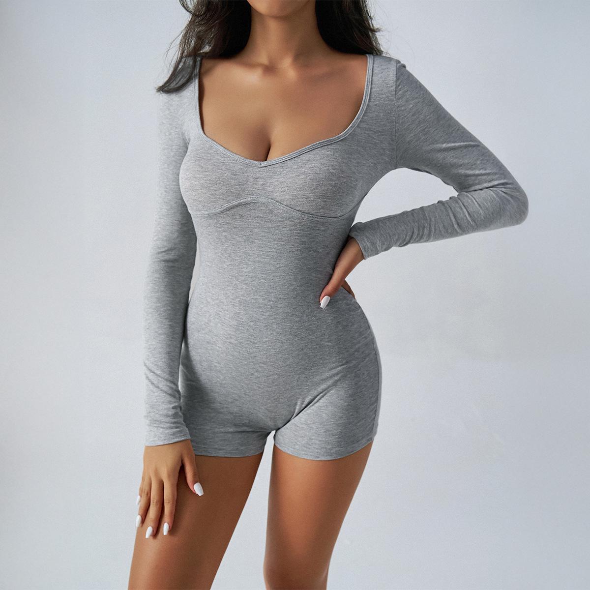 

Осенне-зимний женский повседневный спортивный облегающий комбинезон для йоги XL серый