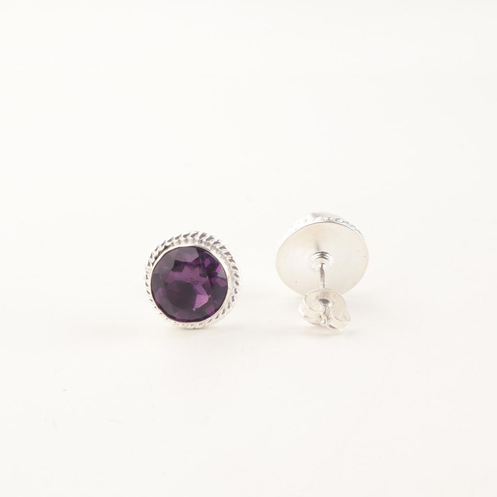 Amethyst Gemstone 925 Sterling Silver Jewelry Handmade Earrings 0.53" For Women EE-147-4