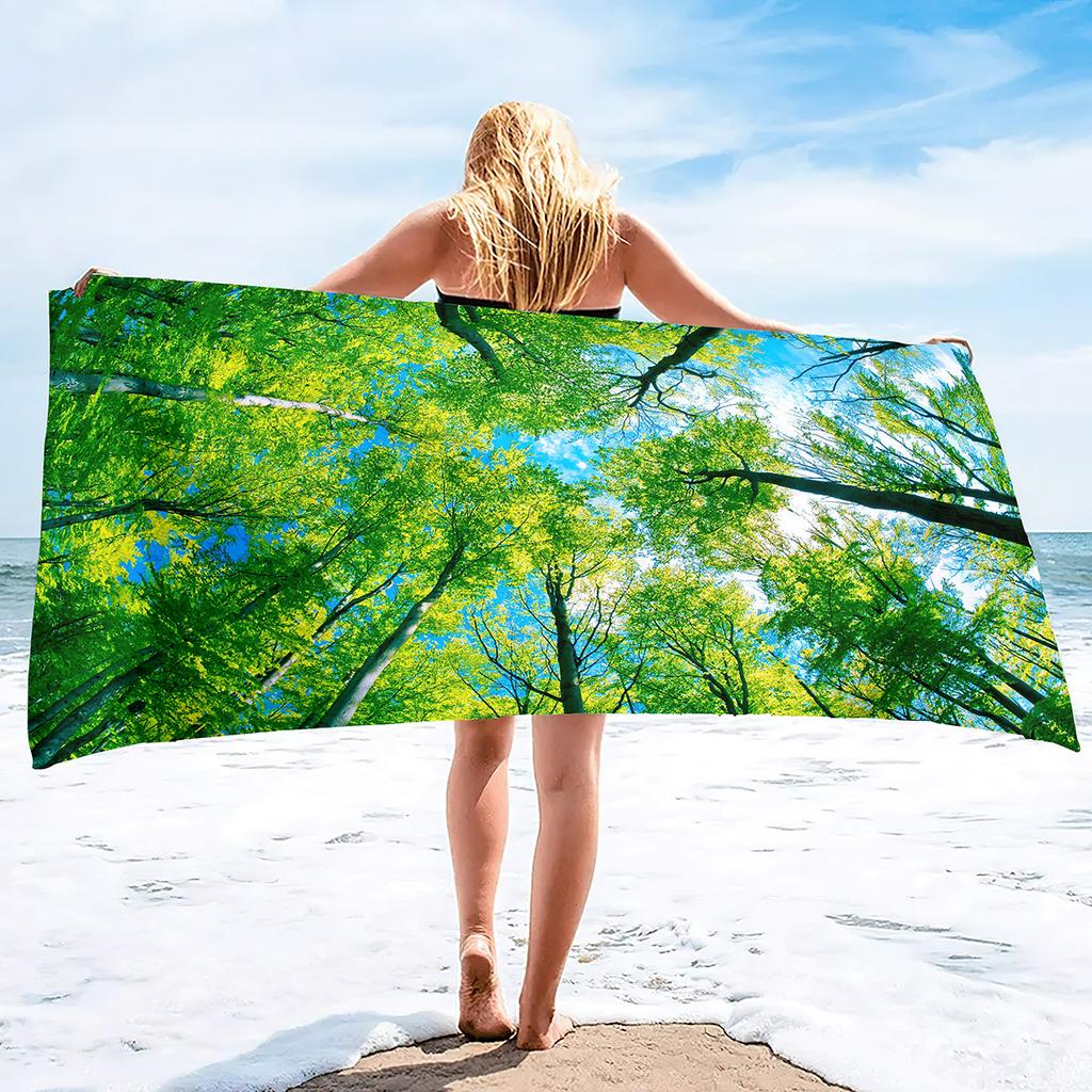 Forest Series Seaside Vacation Beach Towel Swimming Bath Towel Microfiber Sports Towel