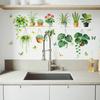 Tropical Plants Shelf Wall Sticker Green Potted Plant Wall Decals with Butterfly Flower for Living Room Bedroom Office