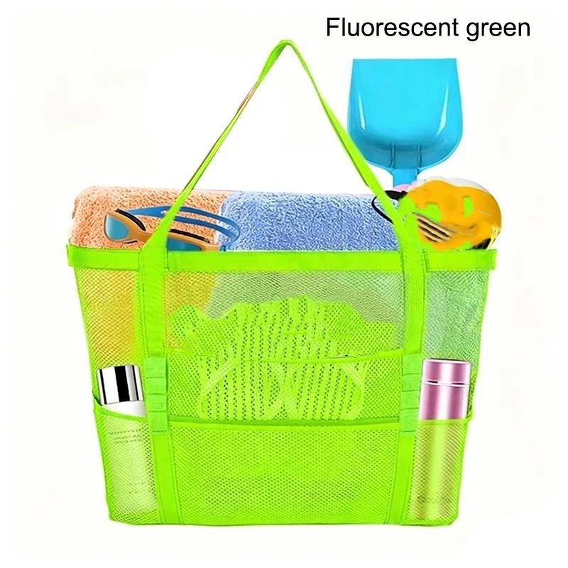 Oversized Mesh Beach Wash Bag, Large Capacity Storage Bag, Foldable Mesh Beach Tote Bag, Beach