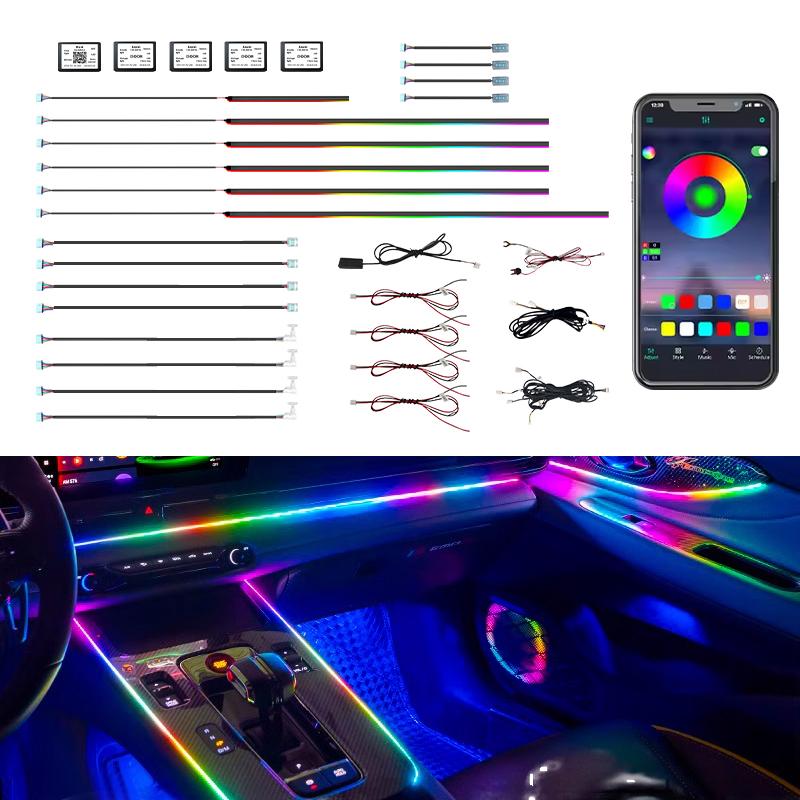 22 in 1/18 in 1/10 RGB Car Ambient Light Kit Fast Delivery Symphony Car LED Lamp with Optical Acrylic Strip for Car Interior