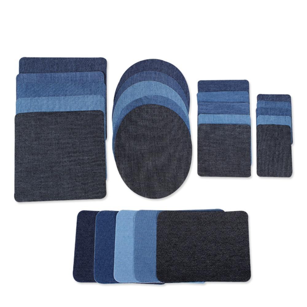 

25PCS Decoration Set Blue Denim Patches Denim No Sew Sewing Patches Washable Repair Patches Home Use