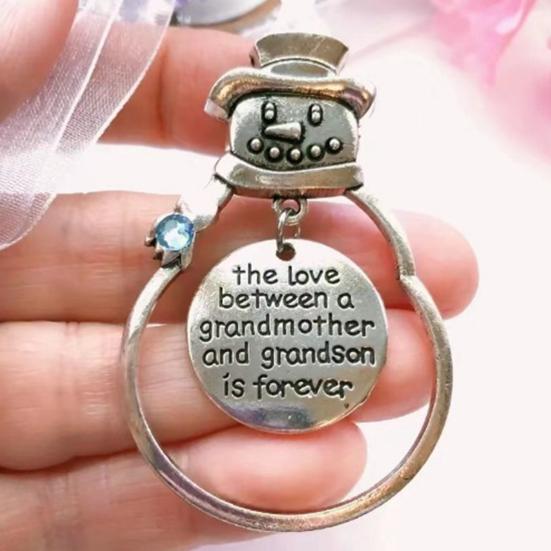 Christmas Friendship Charm Gift Metal Hanging Snowflake/Star/Round/Snowman Shaped Decoration with Blessing