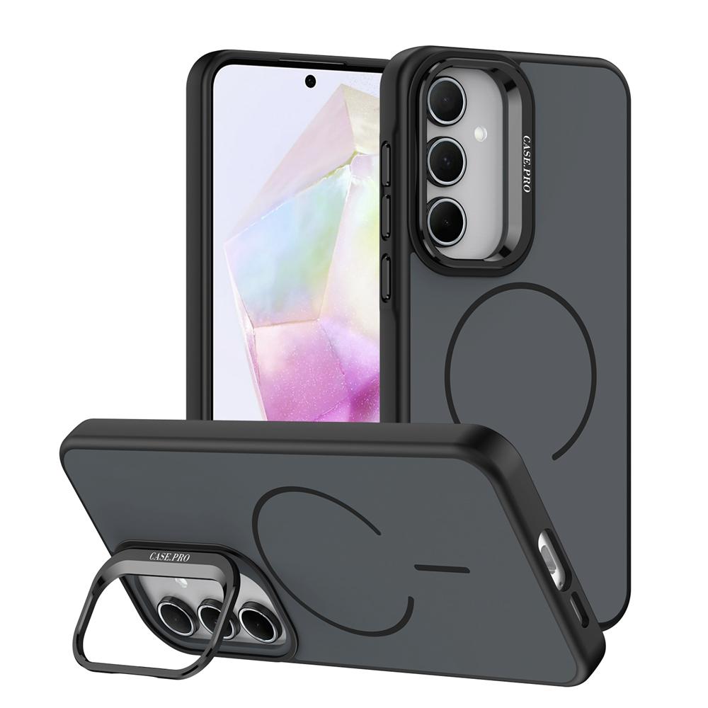 KEYSION Matte Skin Feel Lens Stand Phone Case for Samsung A55 5G A35 A25 A15 4G Magnetic Shockproof Back Cover for Galaxy A05S