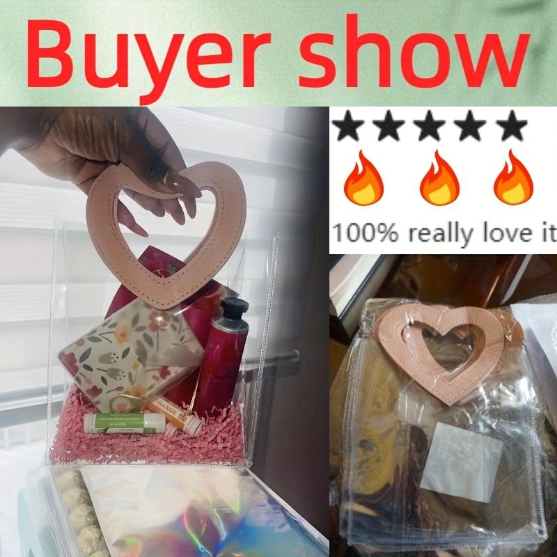 Transparent PVC Gift Bags with Heart-Shaped Handles | Reusable Striped Plastic Tote for Bridal Parties, Anniversaries, Couple Gifts