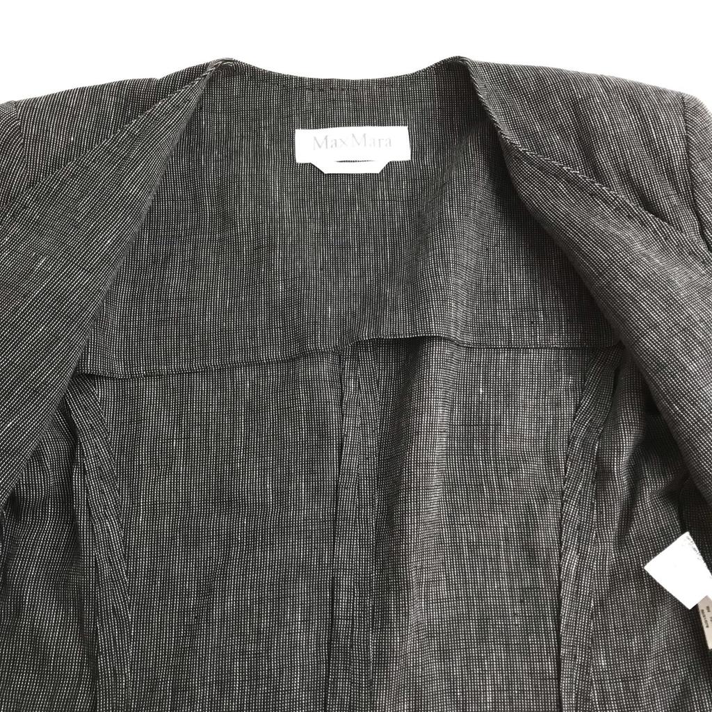 MAX MARA Linen Slit Skirt Set [Italy/Women L-XL/Gray] Jacket Skirt(USED)