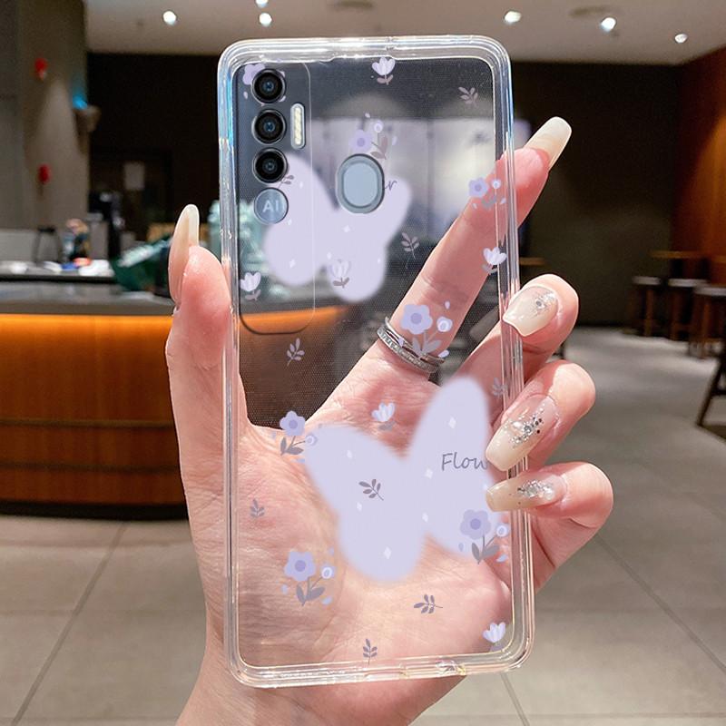 For Tecno Spark 7 Pro 8 8p 8t 9T (India) Cases Butterfly Phone Cover Spark7 7T 7Pro Bag Soft Silicone Transparent TPU Jelly Case