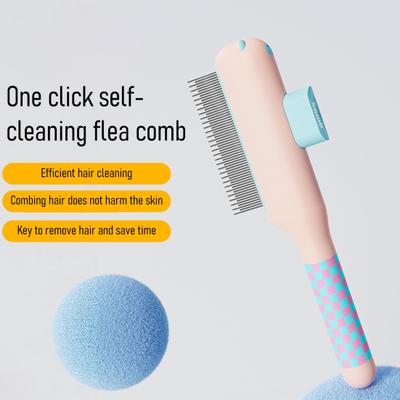 Pente para Higiene de Animais Autolimpante Escova para Remover Subpelo de Cães Rastrilo Suave para Subpelo para Desembaraçar Remover Nós em Pelos Longos Embaraçados em Gatos e Cães