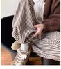 Korean Style 2025 High Waist Retro Pinstripe Wool Pants: Women’s Slimming Wide-Leg, Floor-Length for Spring, Autumn, Winter.