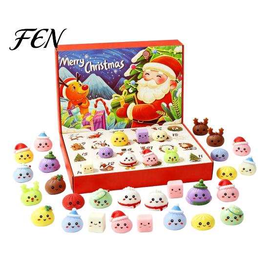 24 Day Countdown Box for Christmas Advent Calendar, with Mystery Figures, TPR Material Miniatures Collection Festive Holiday Decor Kids Room And Home