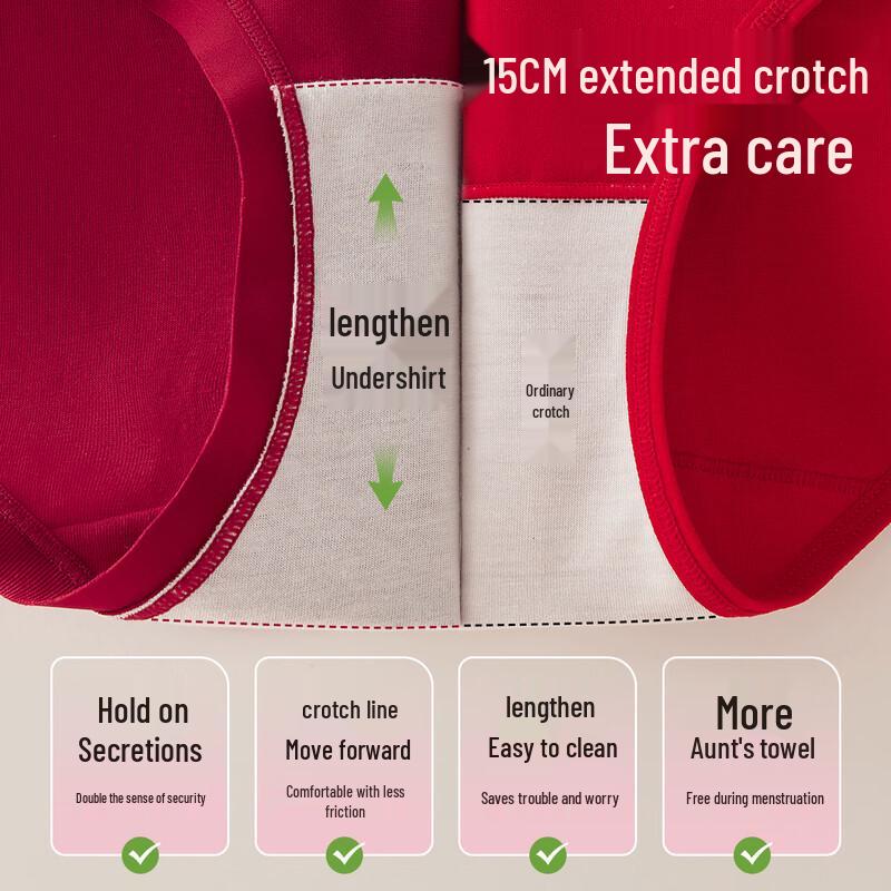 Maoren Women's High-Waist Lucky Red Antibacterial Cotton Briefs