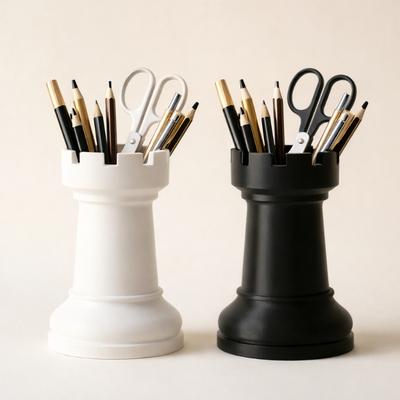 Creative Minimalist Chess Piece Pen Holder: Multi-Use Desk Organizer for Cosmetics/Flowers. Back-to-School & Valentine Gift.