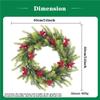 55cm Soft Rubber Red Berry Pine Wreath: 76 Heads Christmas Door Decoration