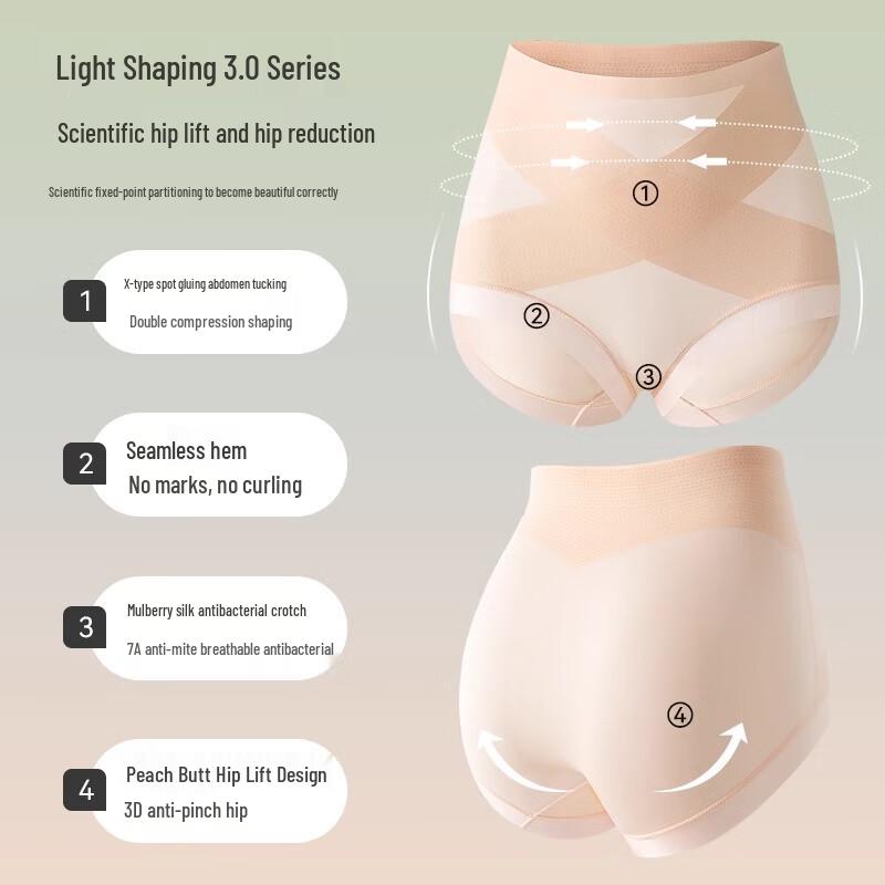 Langsha Women's Ice Silk Seamless High-Waist Tummy Control Briefs