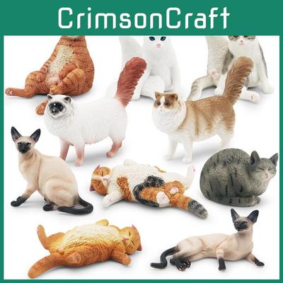 Cat Animal Model Figurine Sleeping Black Cat Static Decor For Display Collection