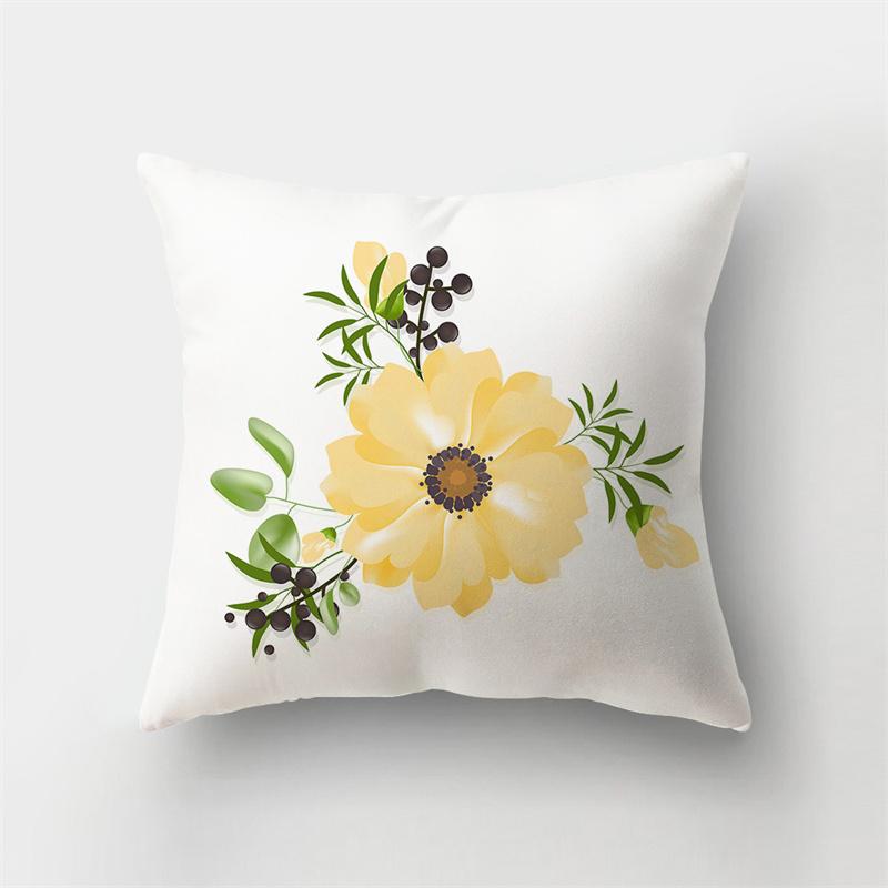Yellow Plant Printing Pattern Cushion Cover Pillowcase Home Living Room Sofa Bedroom Decorative Pillowcase