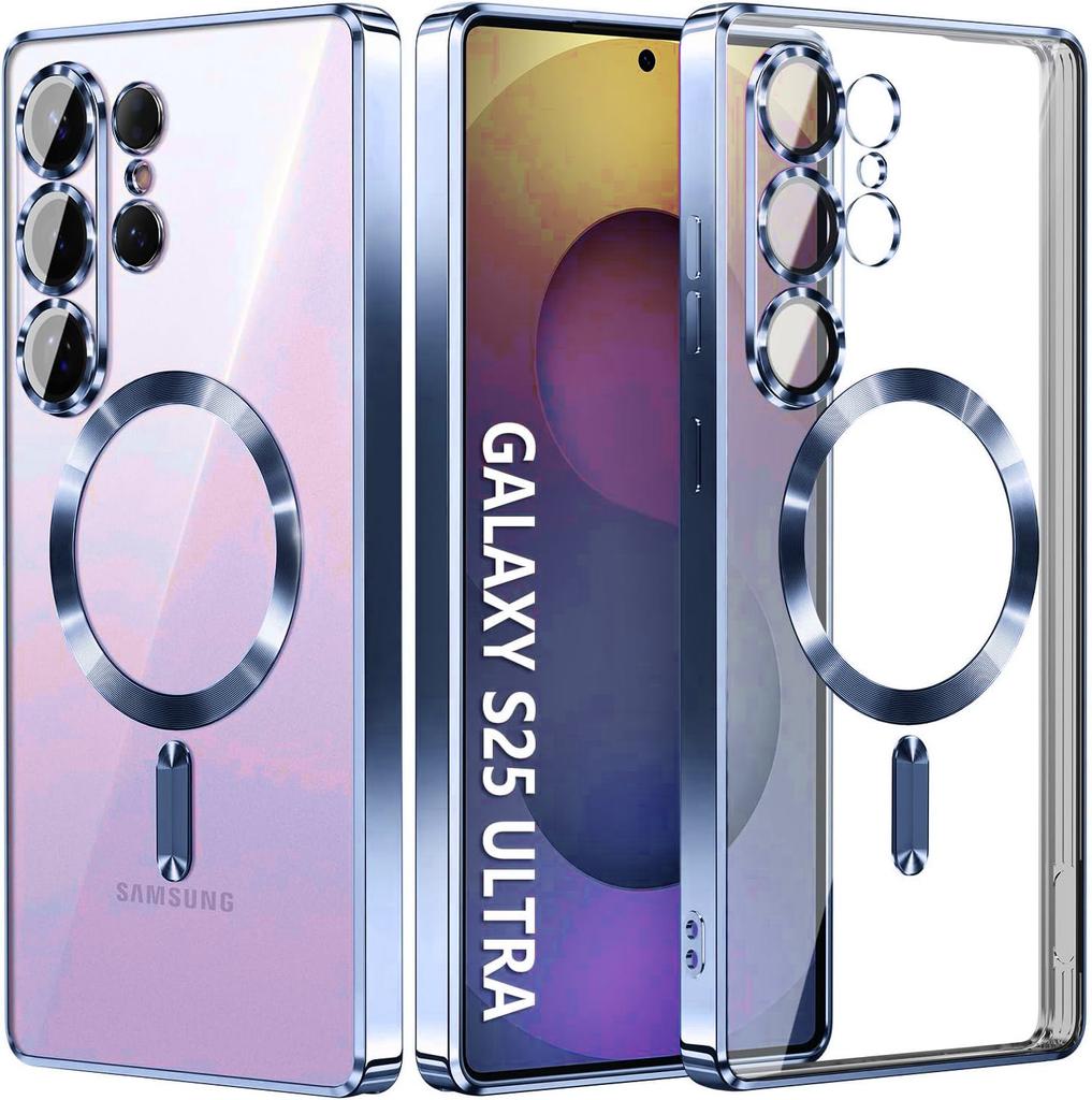 case for Samsung S26 S25 S24 S23 S22 S21 S20 plus ultra Transparent magnetic attraction protective case full coverage Dustproof