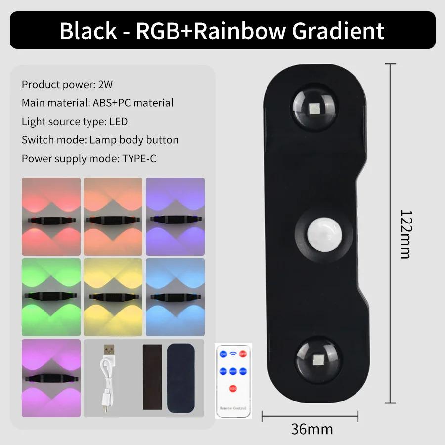 Tricolor or RGB PIR Human Body Sensor LED Wall Lamp Magnetic Night Light USB Rechargeable Cabinet Light Indoor Stair Decor with Remote Control