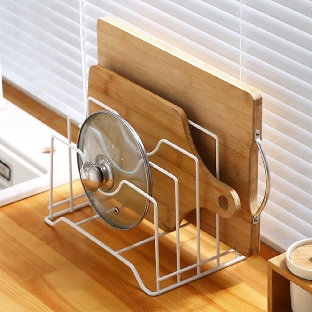 Hollow Design Pan Lid Organizer Multifunctional Cutting Board Holder Kitchen Storage Rack  Cabinet