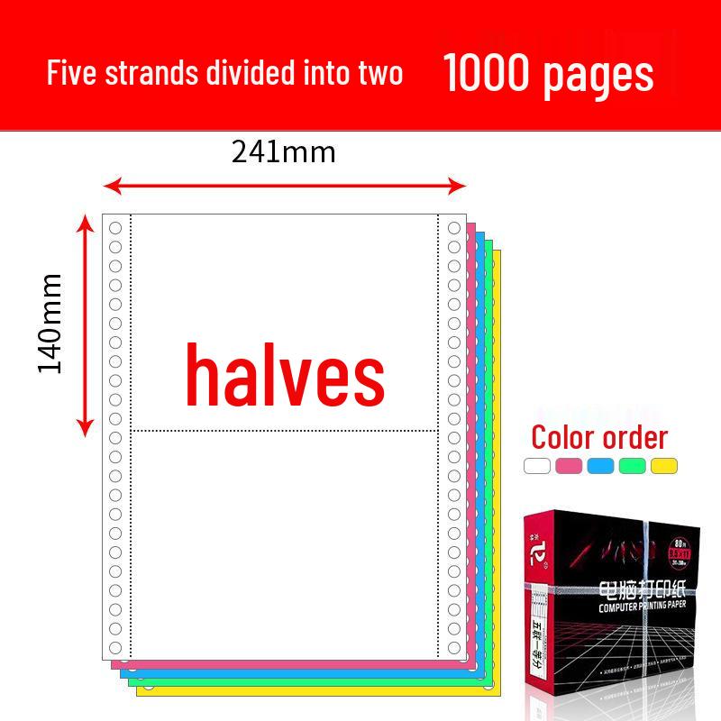 Pinfeed Computer Print Paper: Available in 1 to 5 parts, 241 vouchers, with options for two or three equal parts.