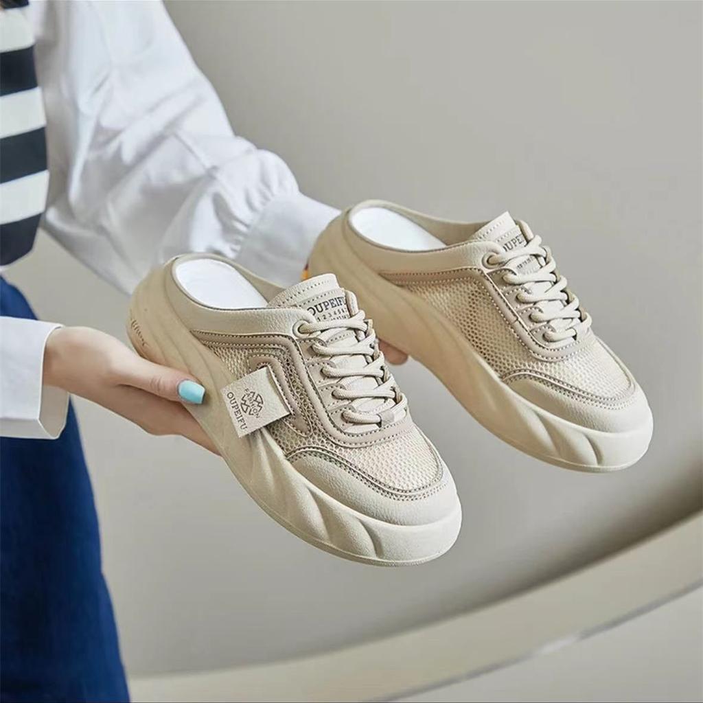 Sandals Women's Outer Wear 2025 Soft Sole Fashionable Versatile Mesh White Shoes Korean Version Casual Bag Head Sandals Soft Sole Non-slip